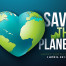 A heart-shaped Earth with the words "Save the Planet. Happy Earth Day April 22" and green leaves in the design.